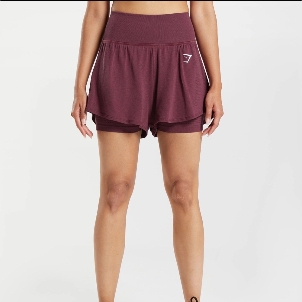 Gymshark Vital Seamless 2.0 2-in-1 Shorts - Baked Maroon Marl
